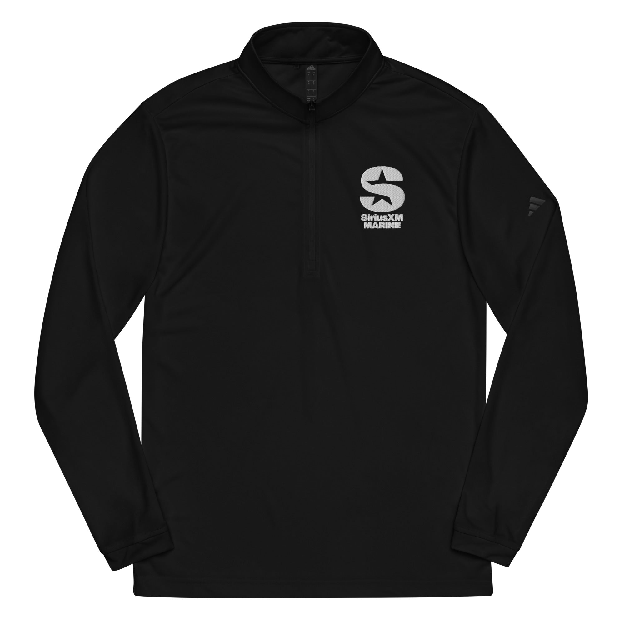 Black long-sleeve pullover with SiriusXM Marine logo on chest and sleeve.