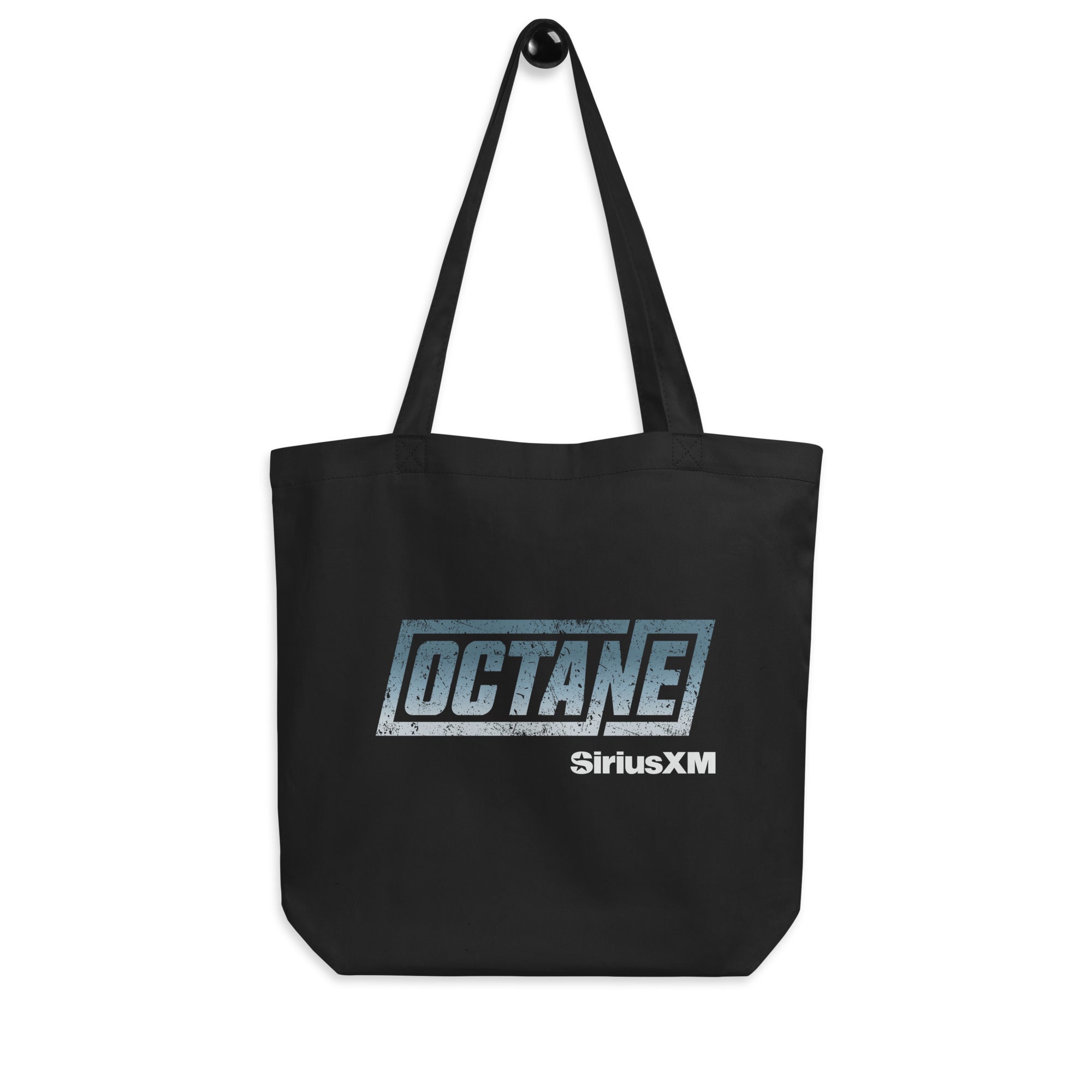 Black tote bag featuring 'OCTANE' in white and blue and 'SiriusXM' logos.