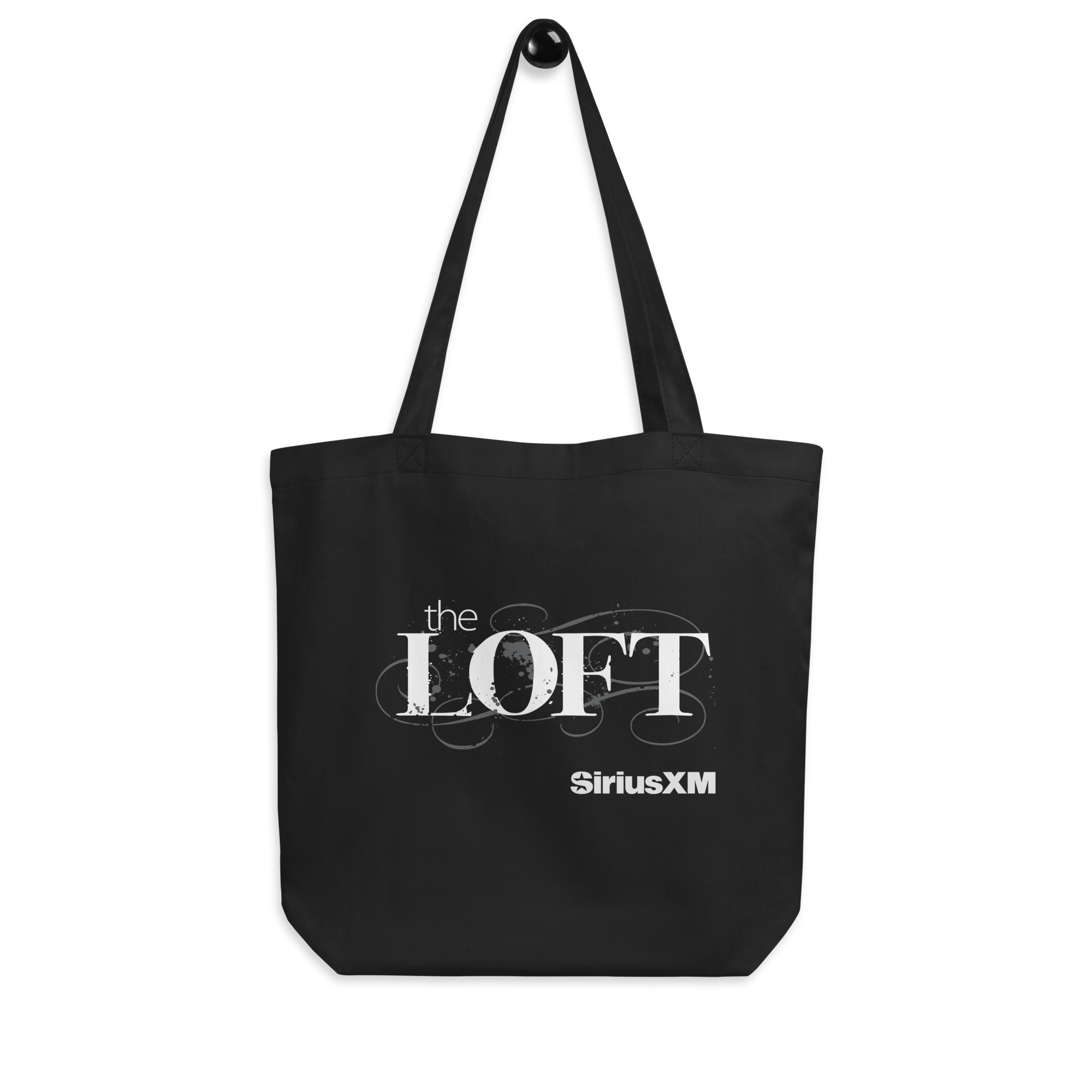 Black tote bag featuring 'the LOFT' and 'SiriusXM' logos.