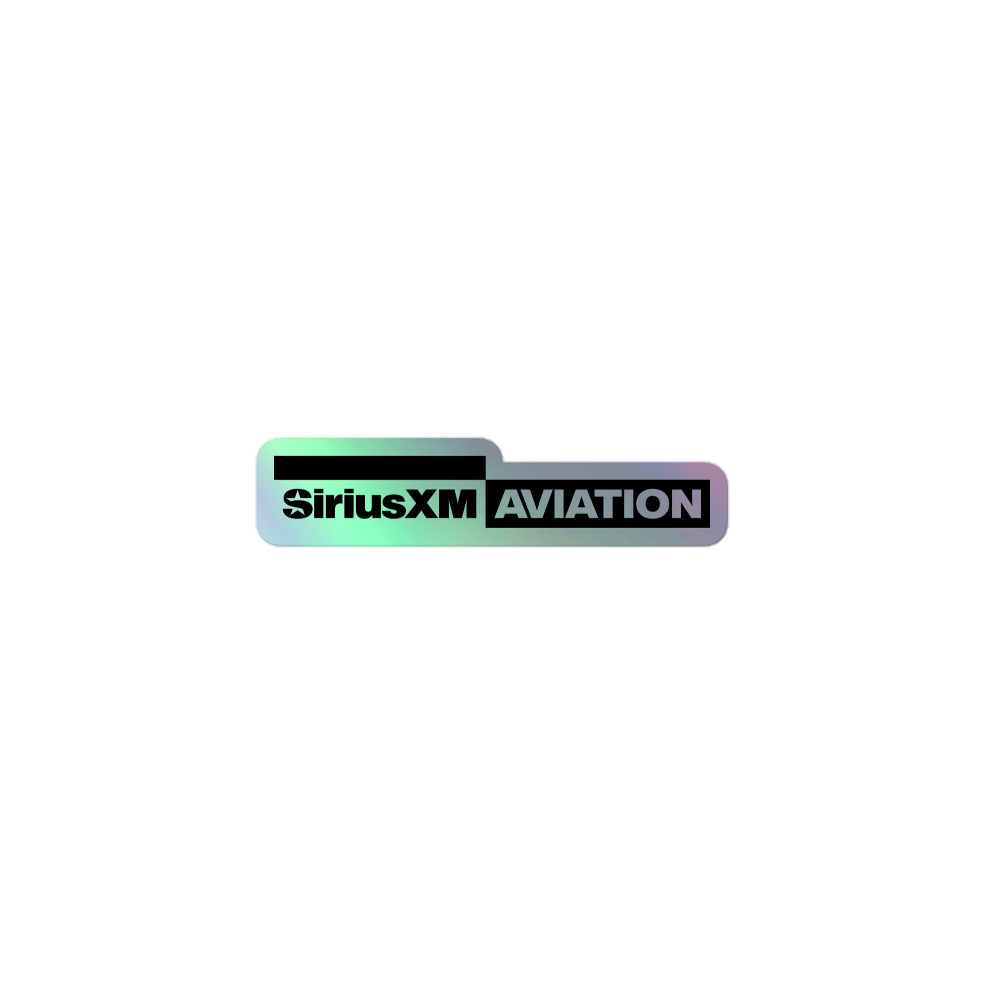 Holographic sticker featuring SiriusXM Aviation logo in stylized text.