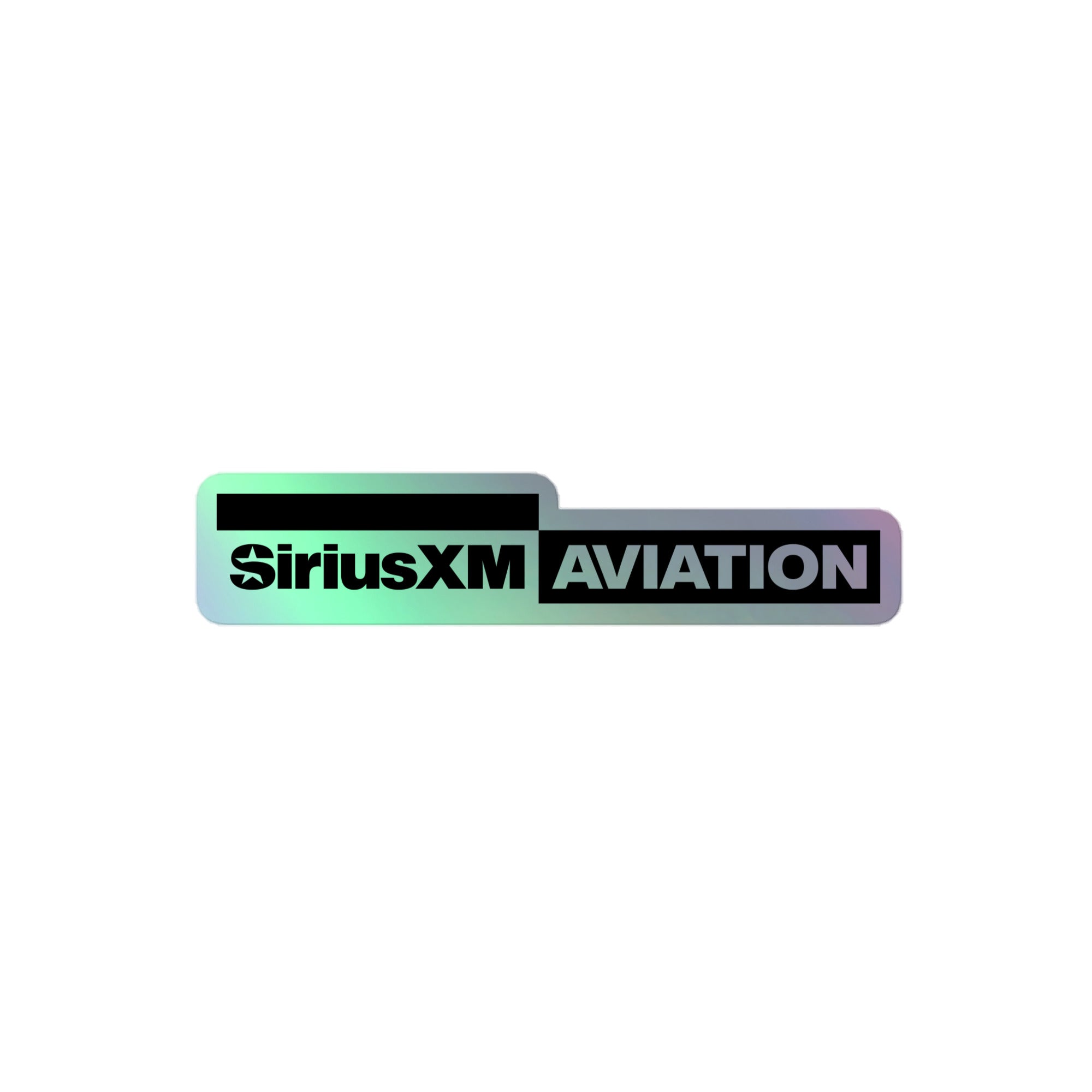 Holographic sticker featuring SiriusXM Aviation logo in stylized text.