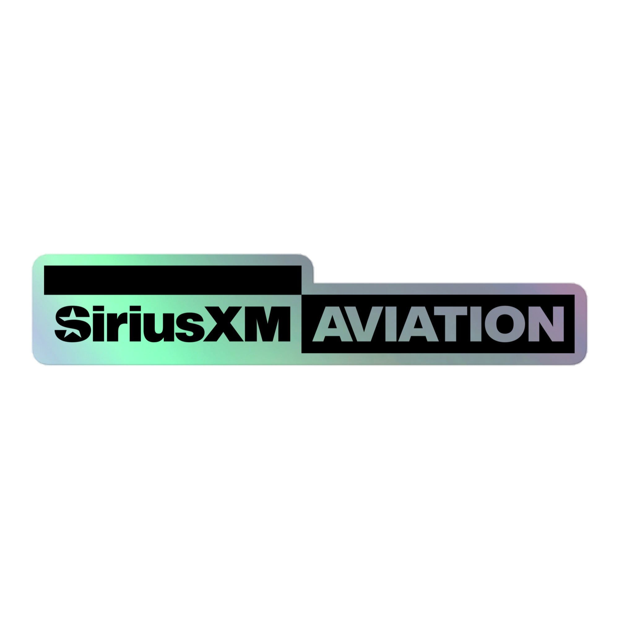 Holographic sticker featuring SiriusXM Aviation logo in stylized text.