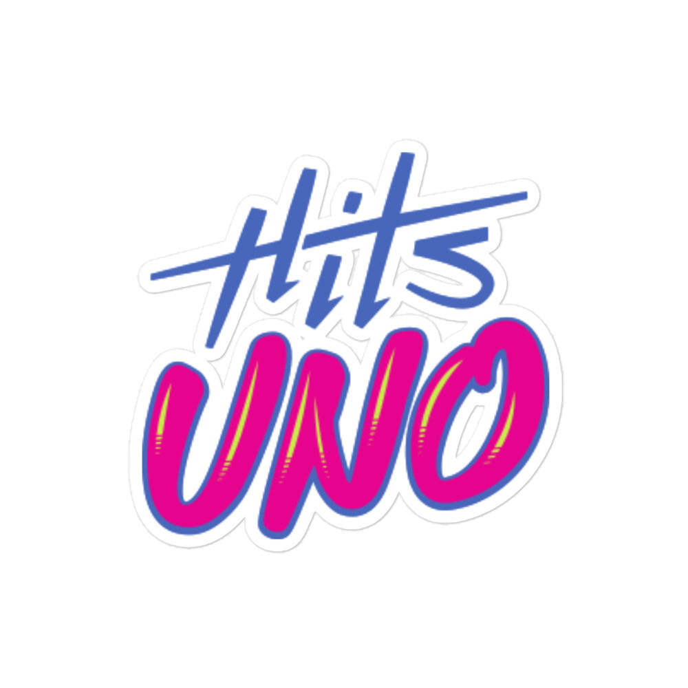 Hits UNO logo with stylized text in blue and pink on a white background.