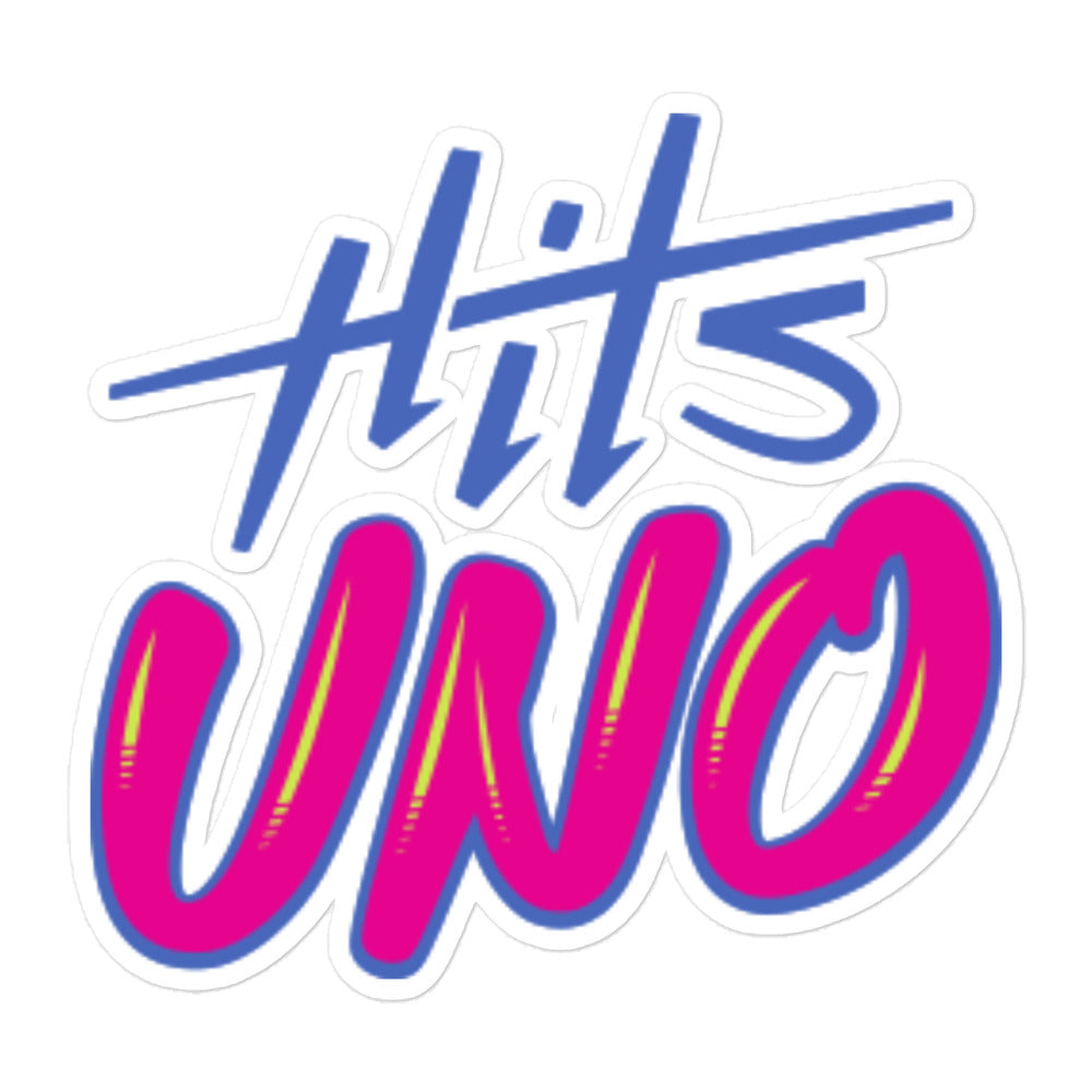 Hits UNO logo with stylized text in blue and pink on a white background.