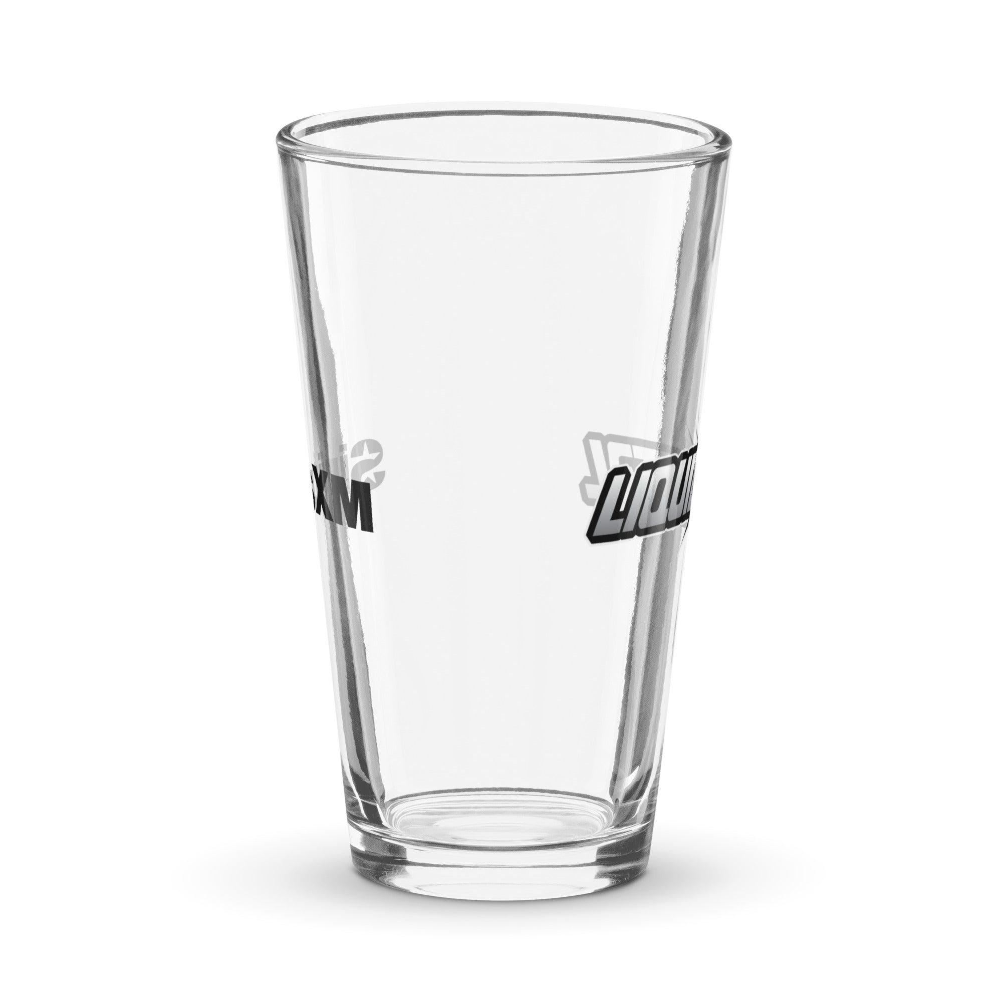 Clear pint glass. Side view.