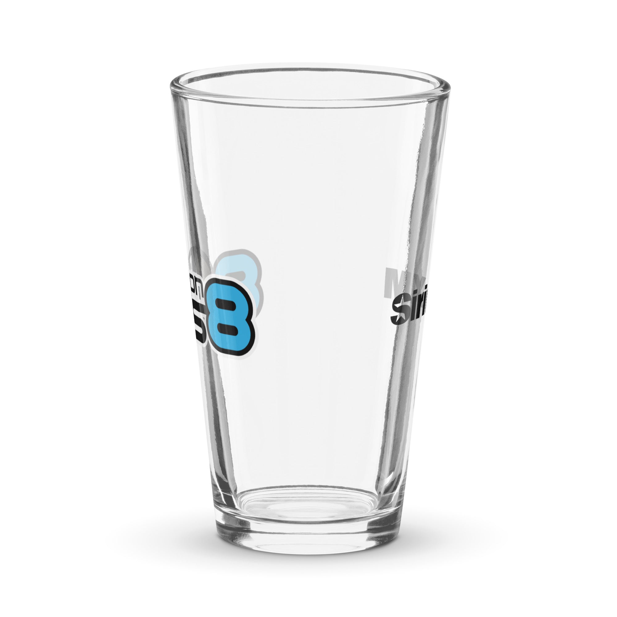 Clear pint glass. Side view.