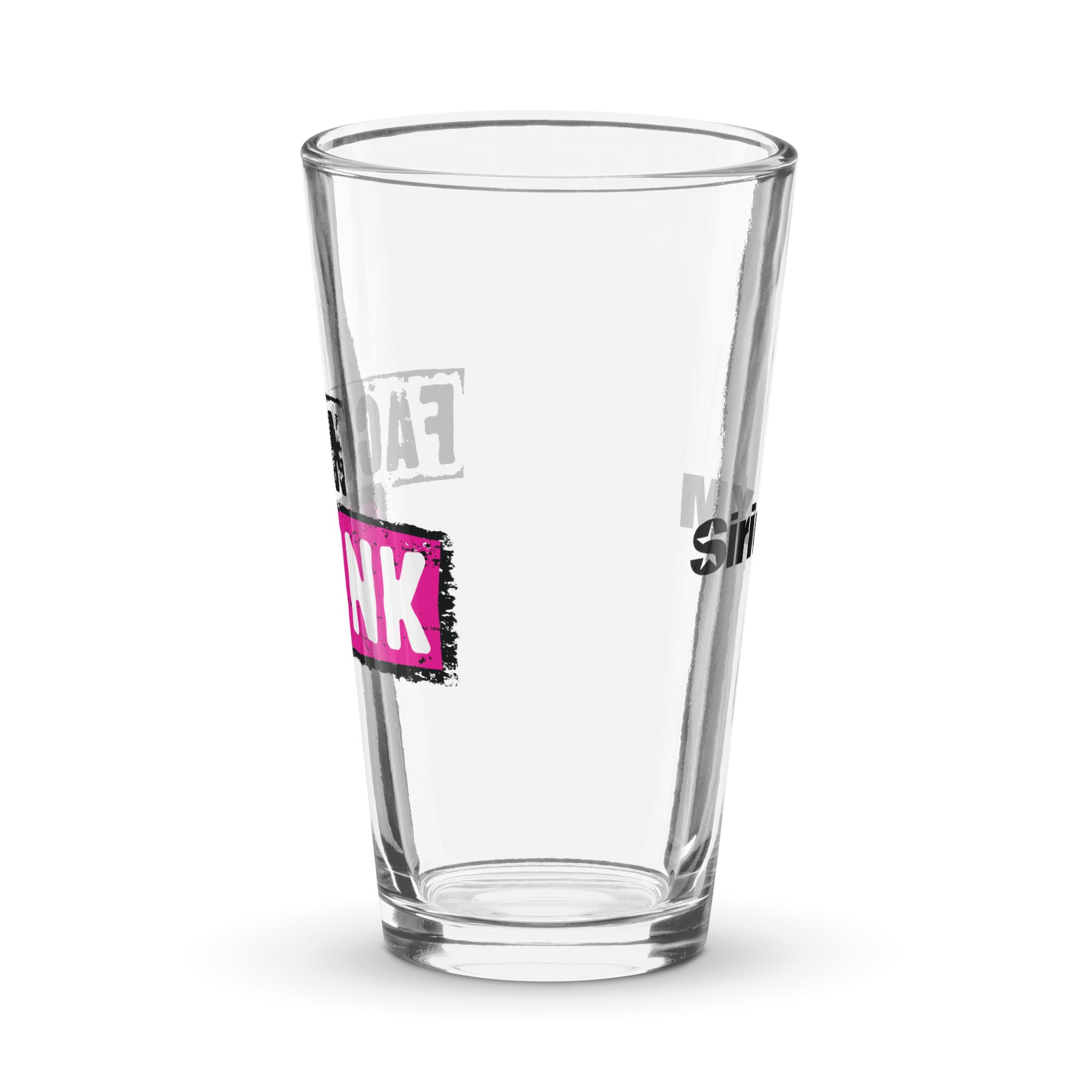 Clear pint glass. Side view.