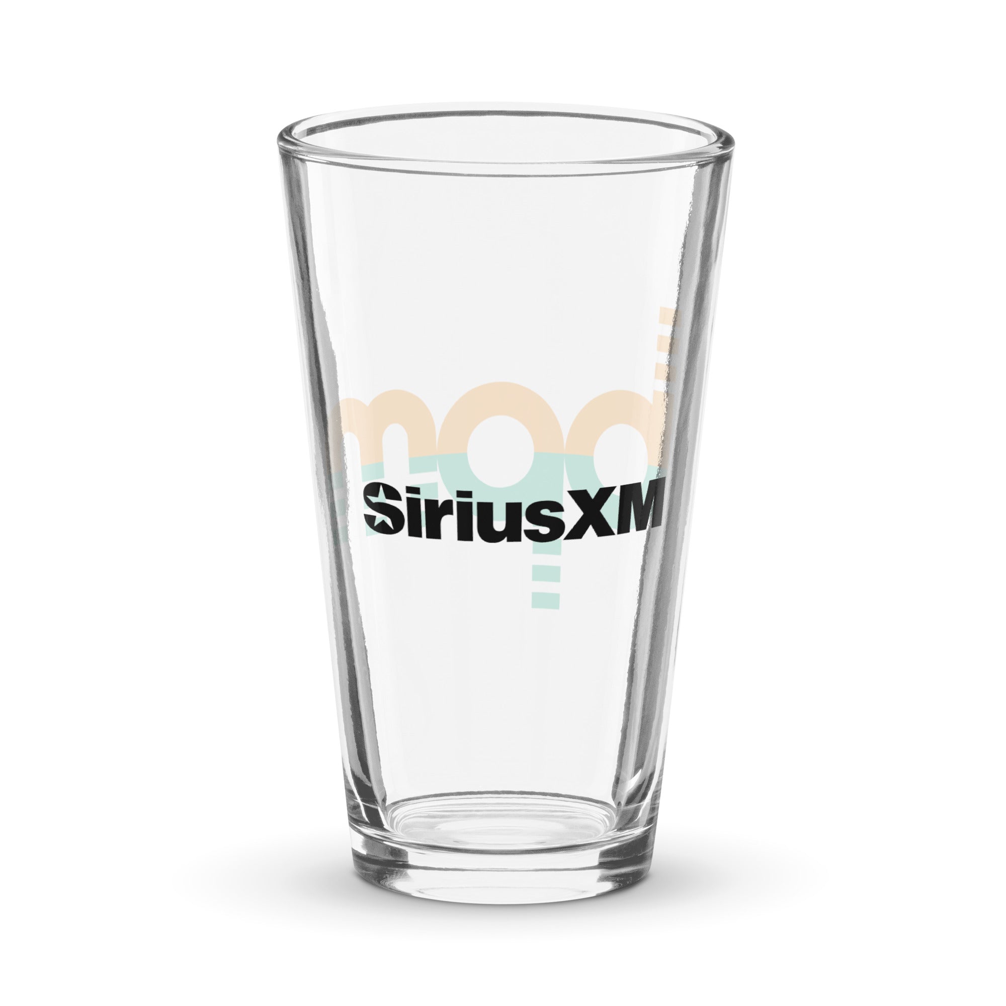 Back of clear glass with 'SiriusXM' logo in black.