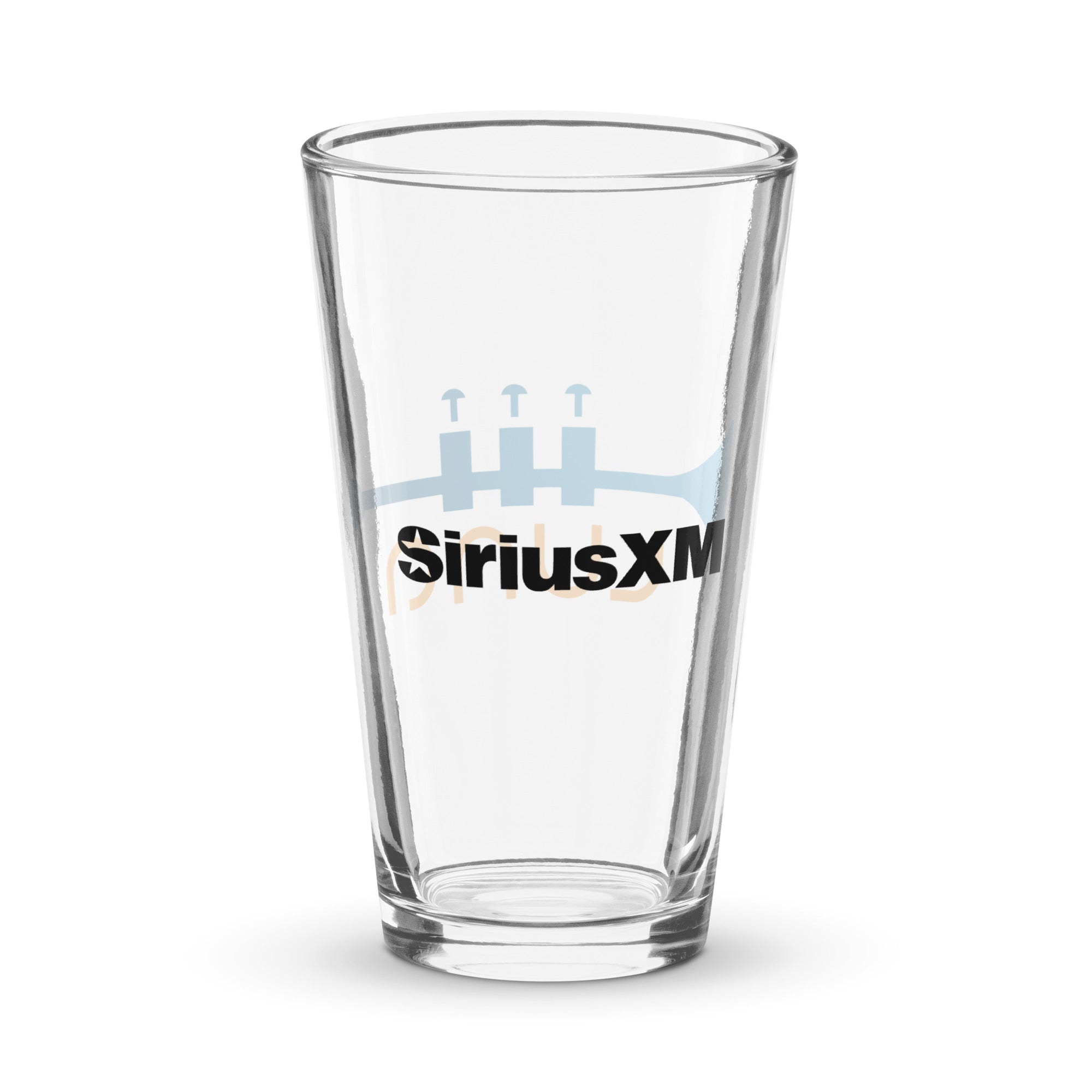 Back of clear glass with 'SiriusXM' logo in black.