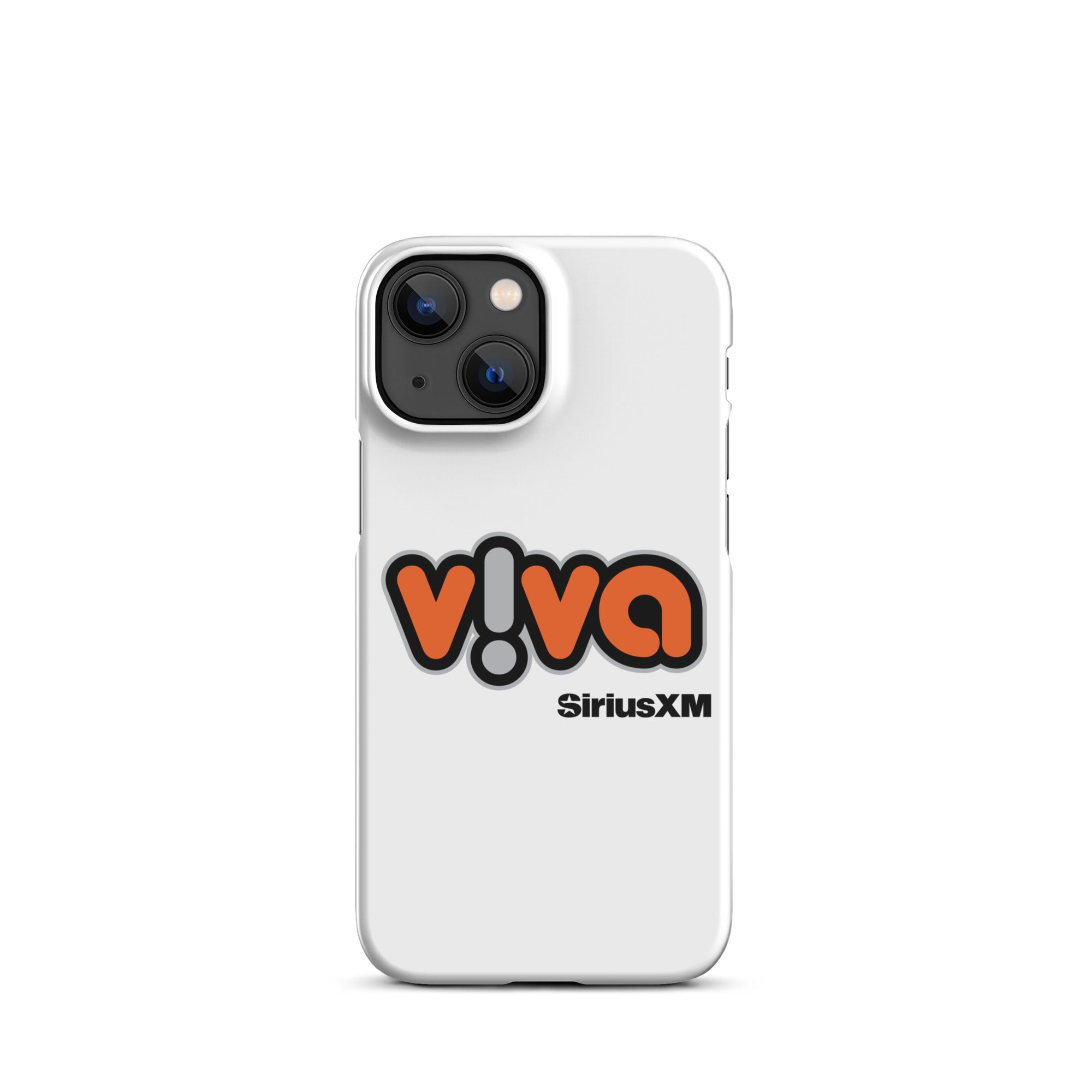 White phone case featuring the 'v!va' logo with 'SiriusXM' branding.