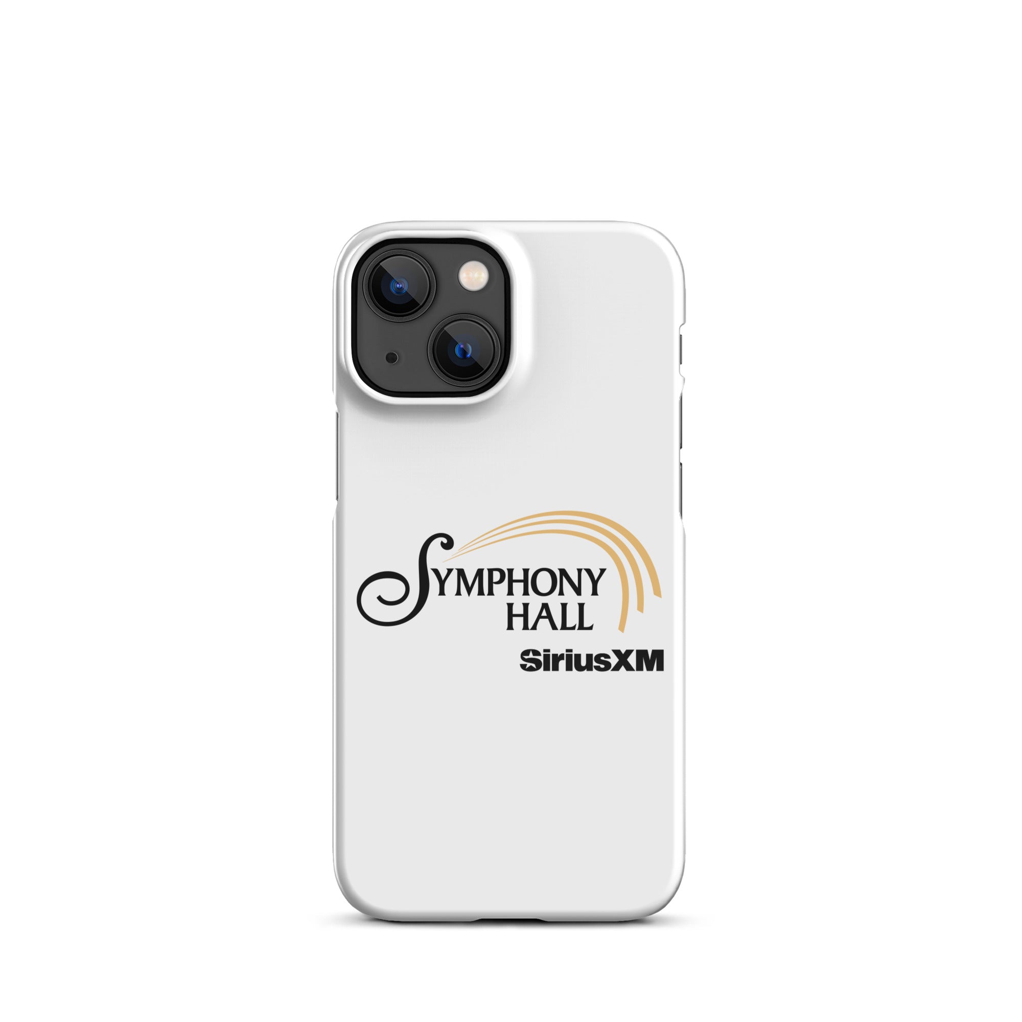 White phone case featuring 'Symphony Hall' logo and 'SiriusXM' branding.