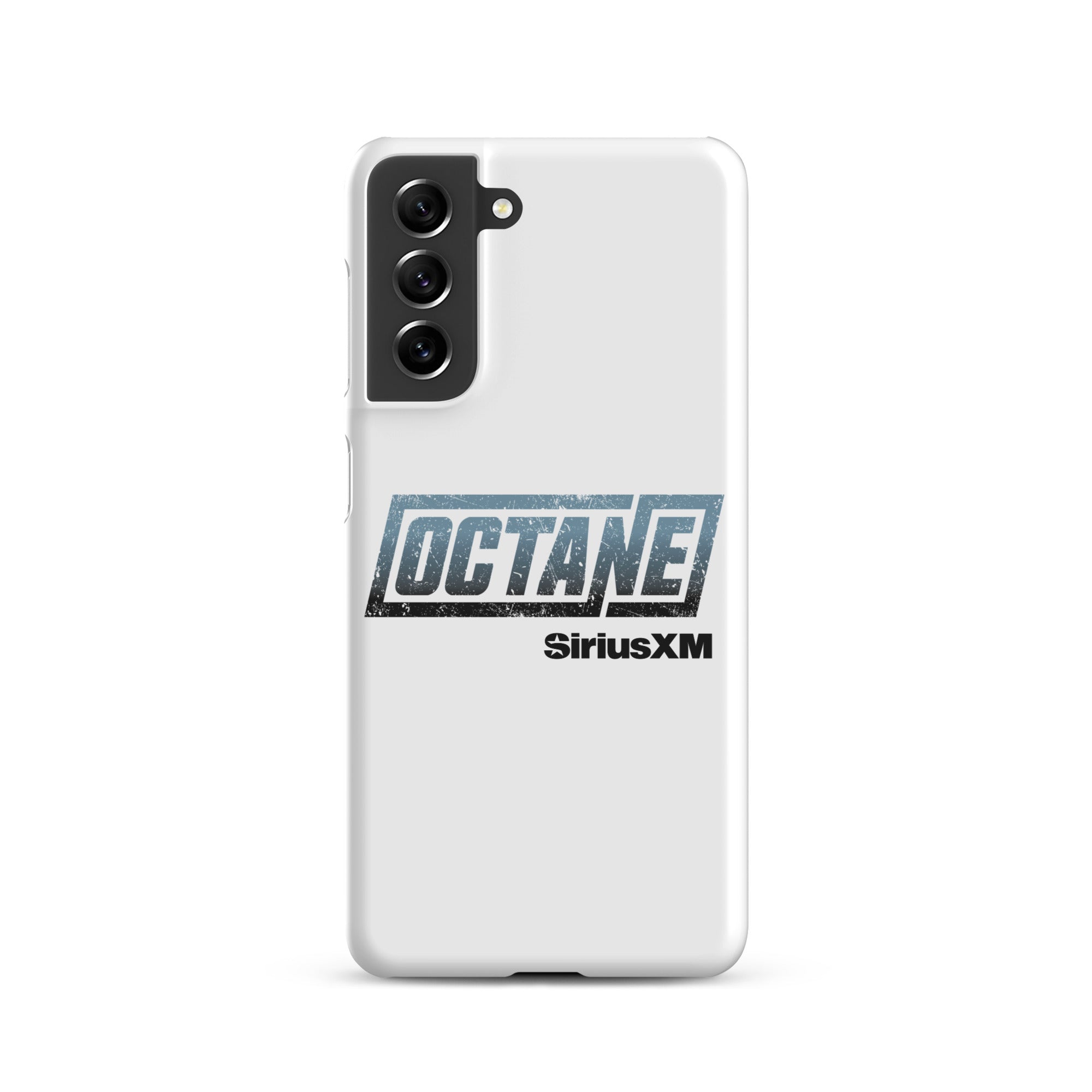 White phone case featuring the 'OCTANE' logo and 'SiriusXM' branding.