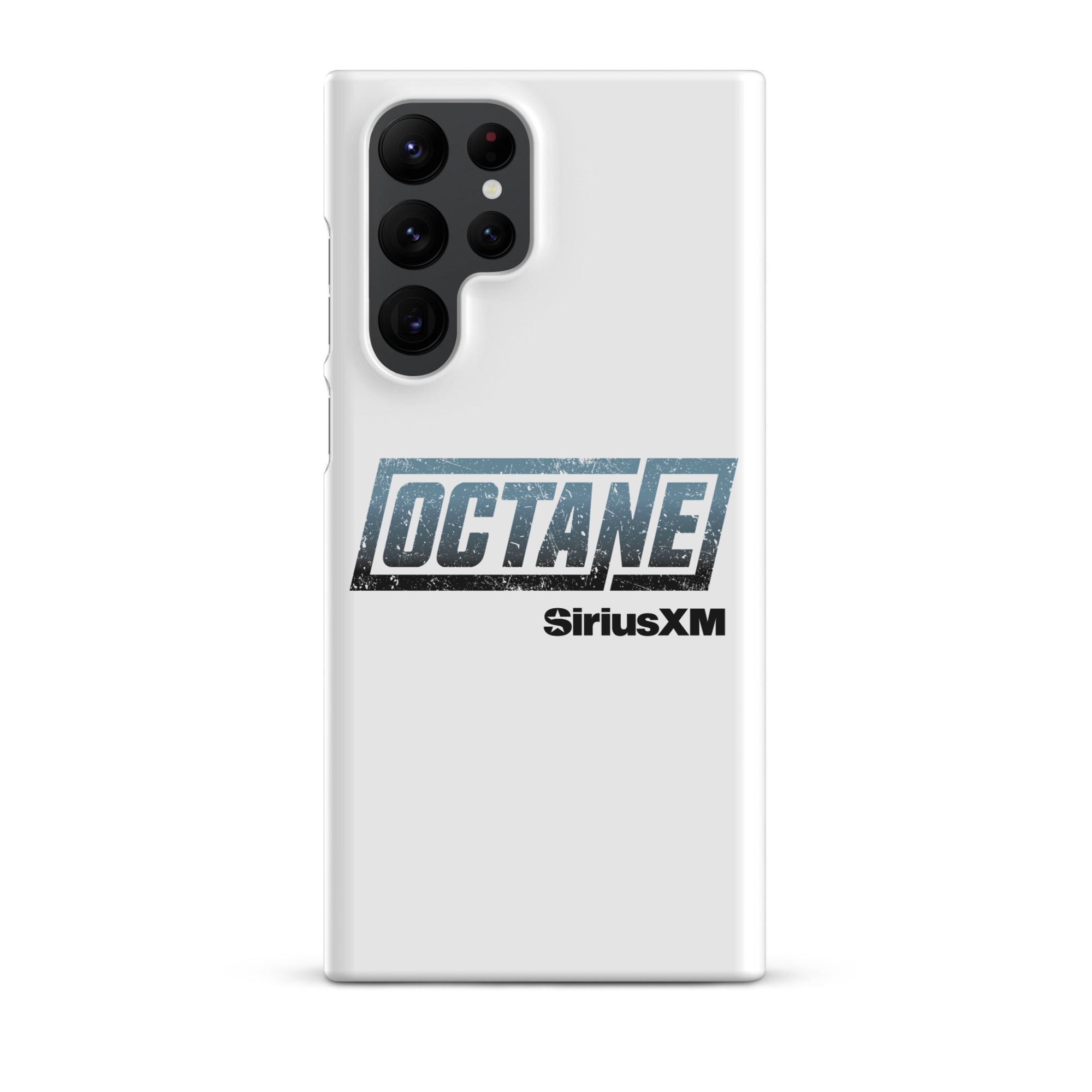 White phone case featuring the 'OCTANE' logo and 'SiriusXM' branding.