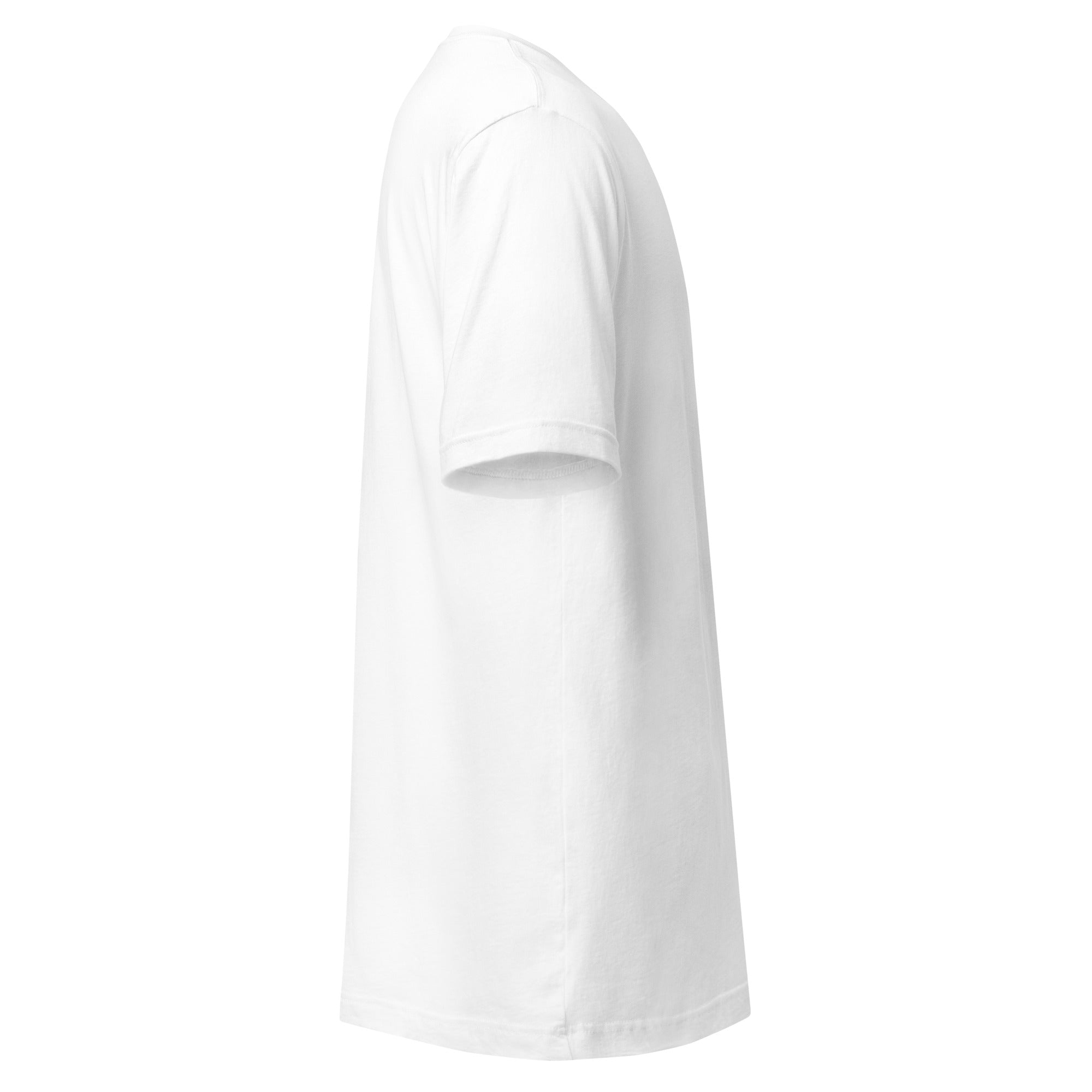 Side view of white t-shirt.